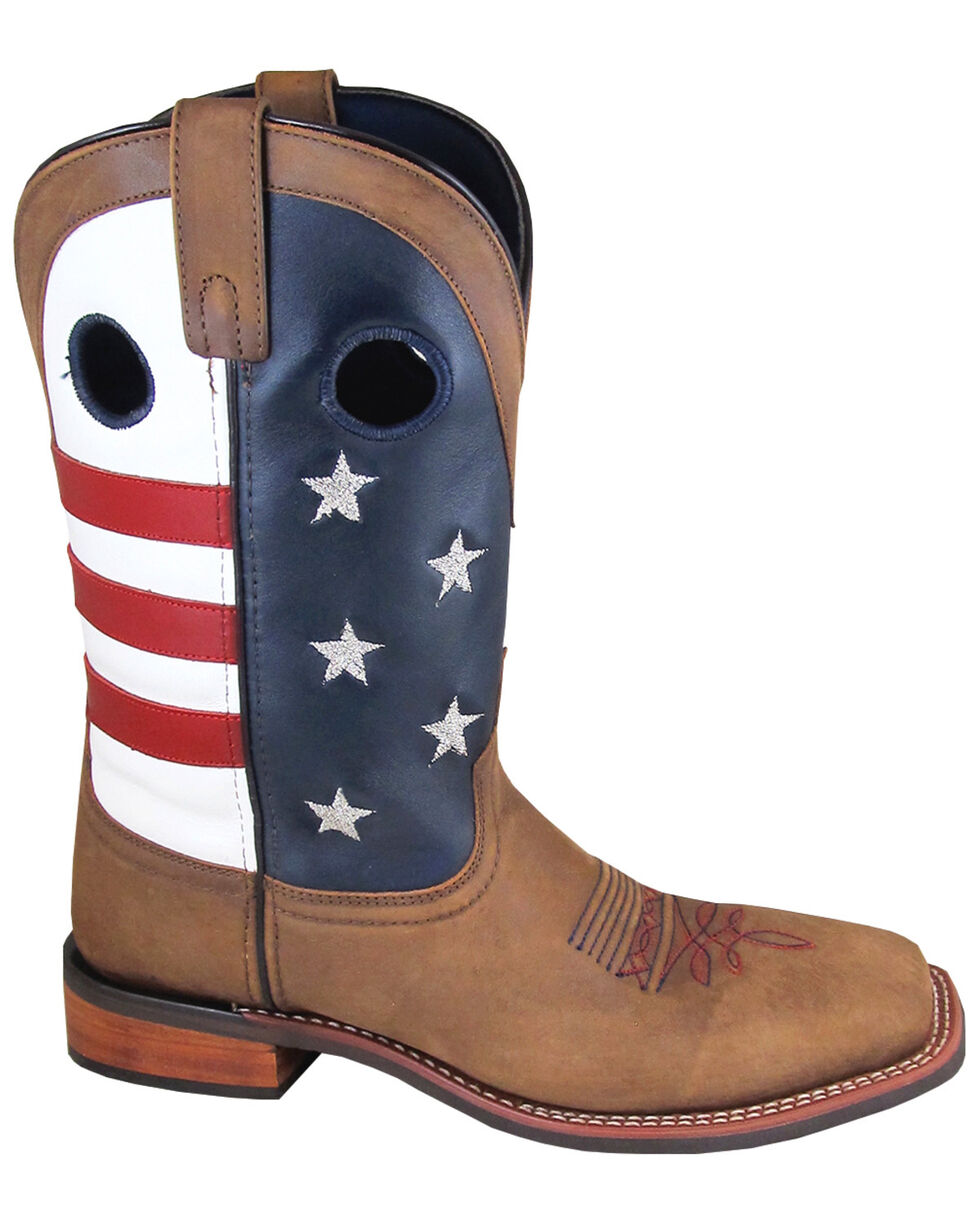 mens brown usa flag rodeo western cowboy leather boots riding stars stripes new